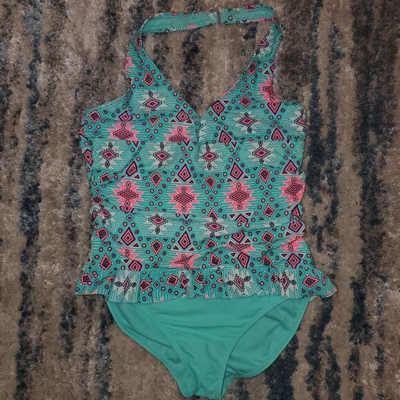 Wonder Nation Tropical Blue One Piece Swimsuit || XL NWOT - Picture 2 of 7